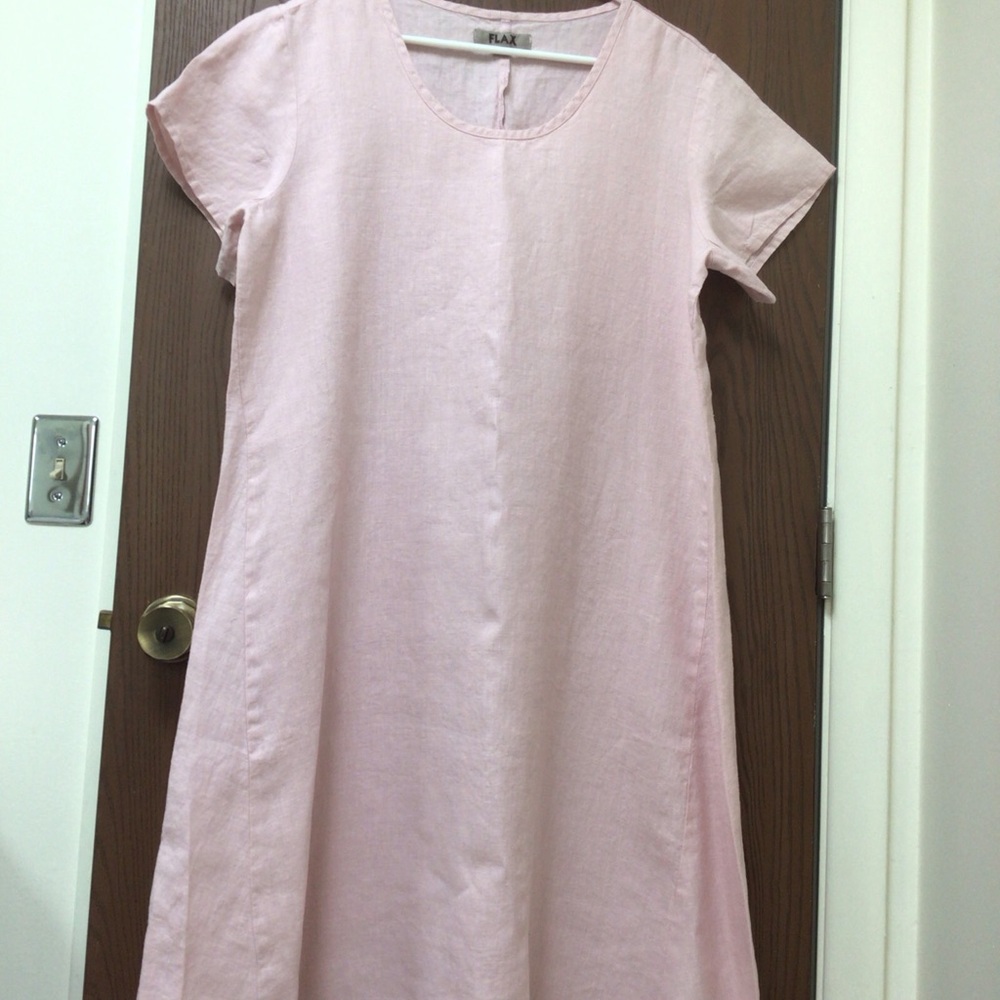 Flax Light Pink Linen Midi Dress - Picture 2 of 11